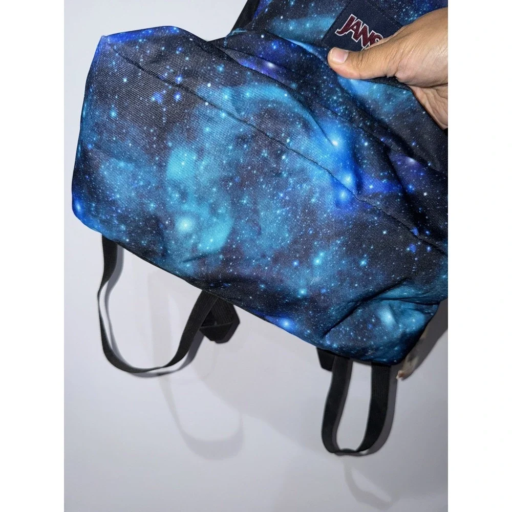 JanSport Blue Backpack Cosmic Galaxy Cyber Space Unisex Book Gym Bag Bookbag M